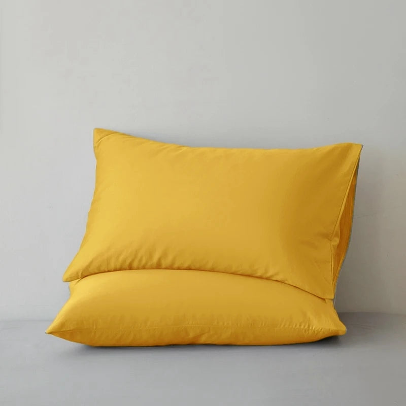 kuup 2pcs Pure Color Polyester Pillowcases Comfortable Breathable Simple European Style Pillowcases Bedding Accessories
