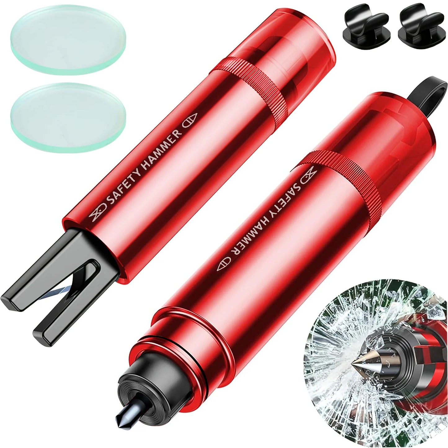2 Safe Pro X Car Emergency Hammer, 2 in 1 Car Window Breaker Car Escape Tool, Window Breaker & Escape Safety Hammer for Vehicles