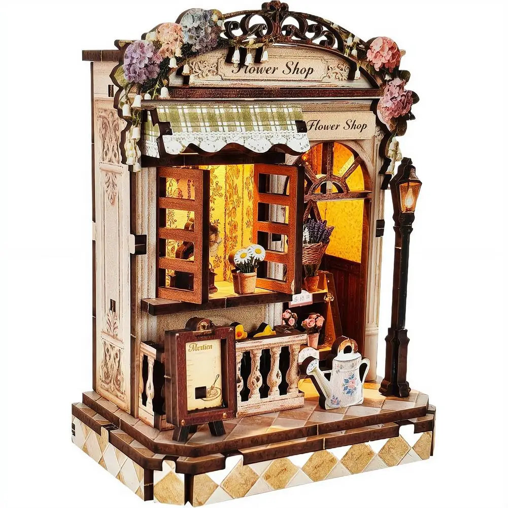 Creative Bookstore Desktop Decoration DIY Book Home Wooden Building 3D Hand-assembled Building Model Highquality Furnishing Gift