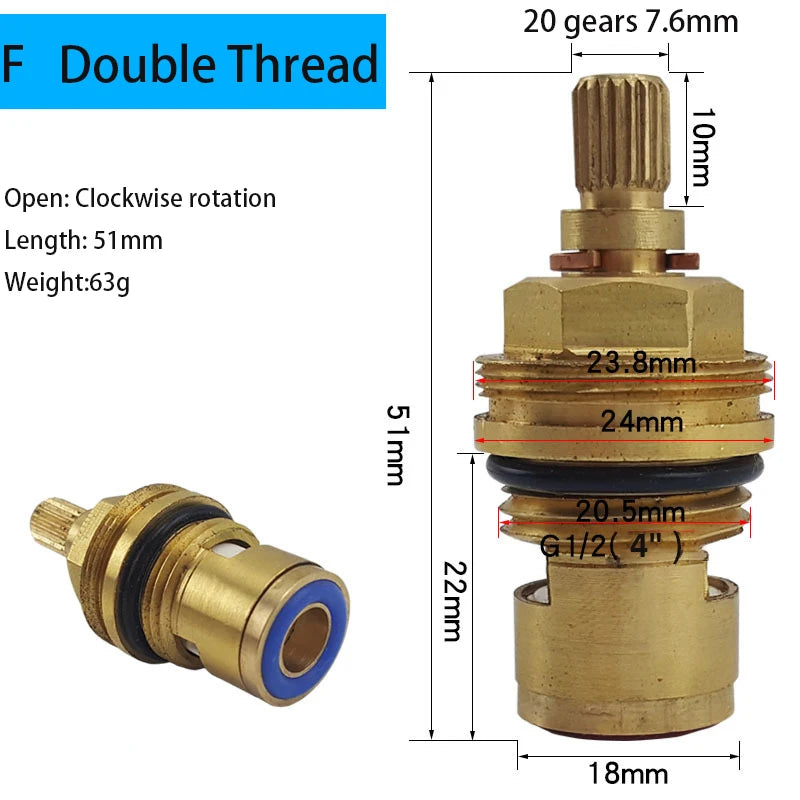 Copper Ceramic Disc Valve Counter/Clockwise Single/ Double Thread For Most Double Handles Kitchen Bathroom Basin Taps 10 Models