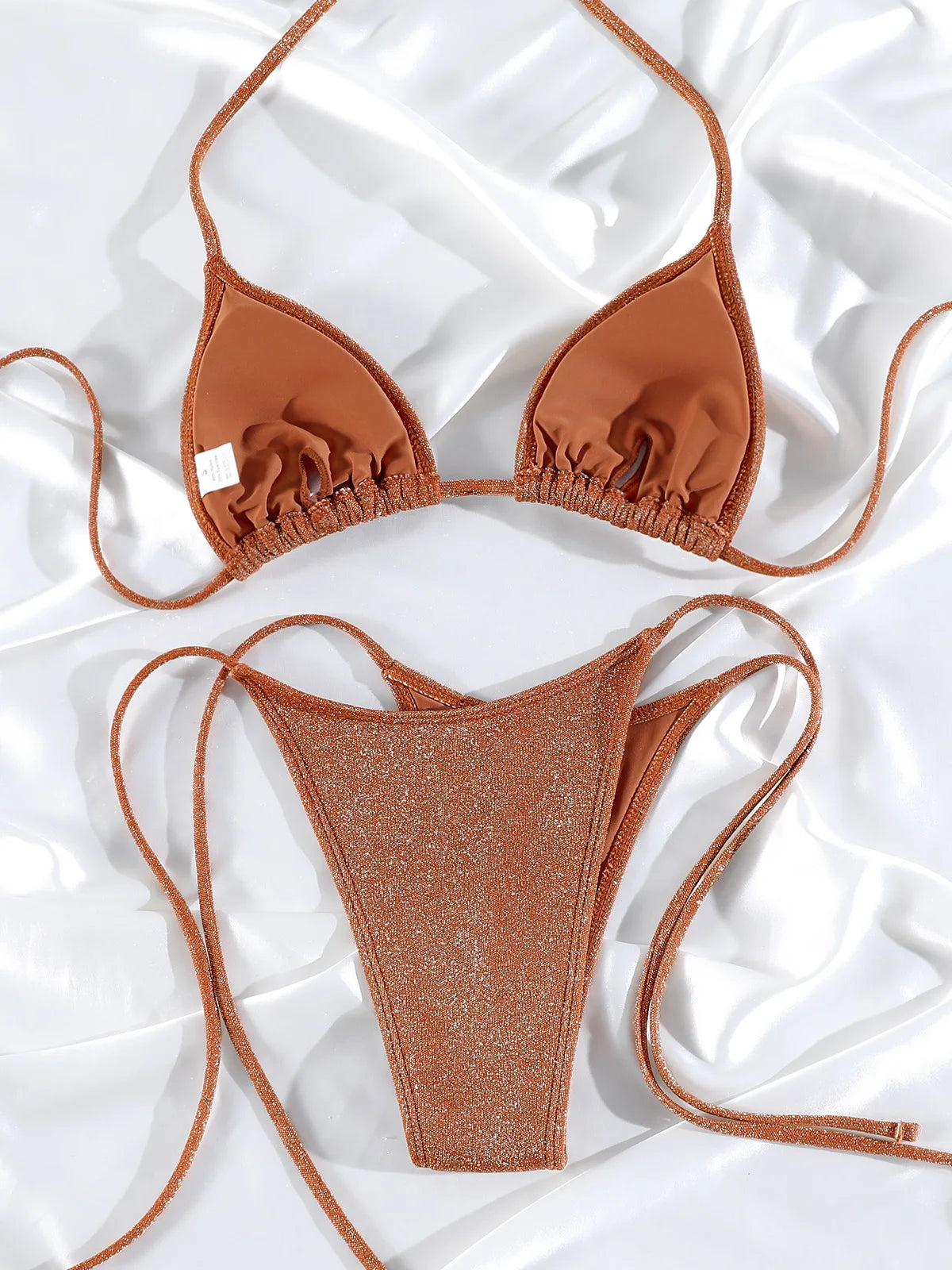 Miyouj Shiny Bikini Set Triangle Bikinis Bandage Swimsuit Women Two Piece Swimwear Summer Biquini New Beachwear
