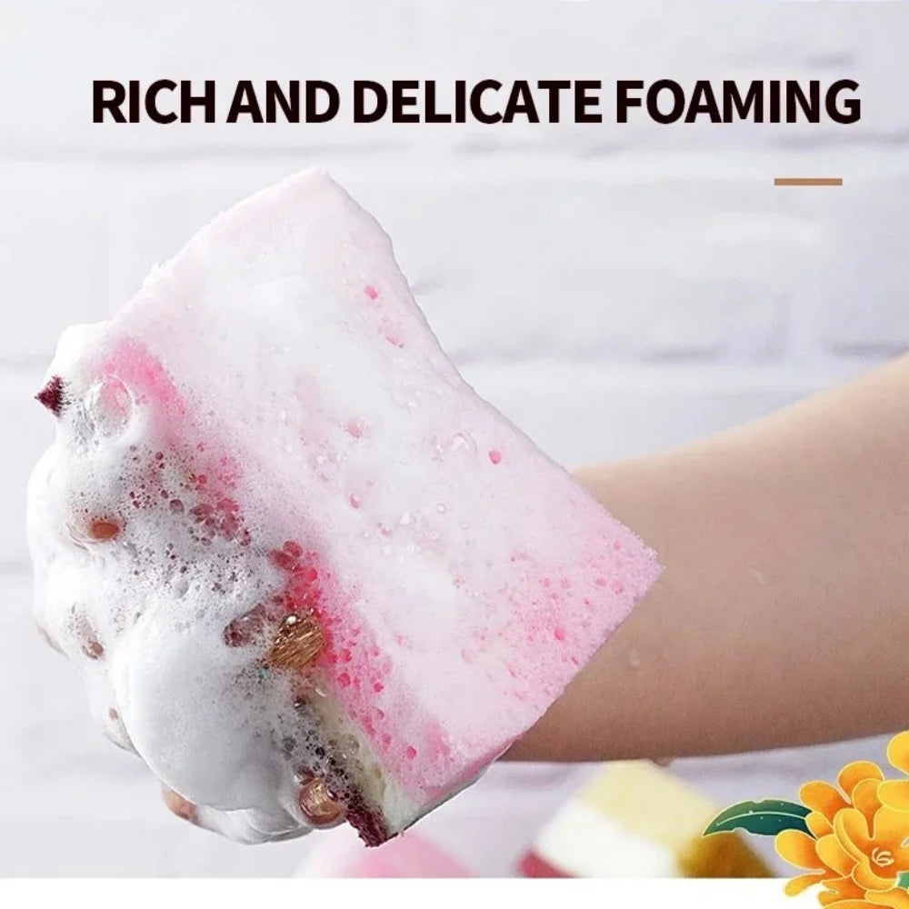 Dishwashing Cleaning Sponge High Density Strong Stain Removal Kitchen Bathroom Dish Washing Cleaning Tool 3-Color Porous Sponge