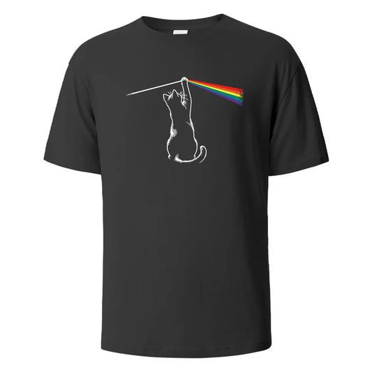 Cat Light Simplicity Printed Men's T-Shirts 100%Cotton Breathable Comfortable Tops For Men Summer O-neck Oversize Men Clothing