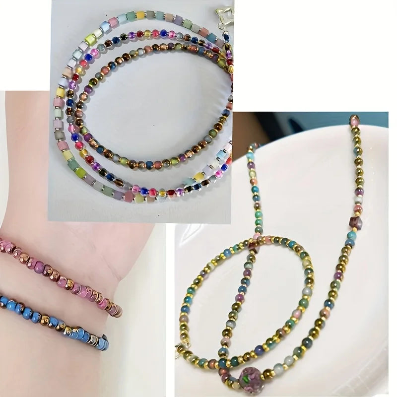 DIY handmade jewelry materials with round beads, colorful beading, accessories for making bracelets, earrings and necklaces