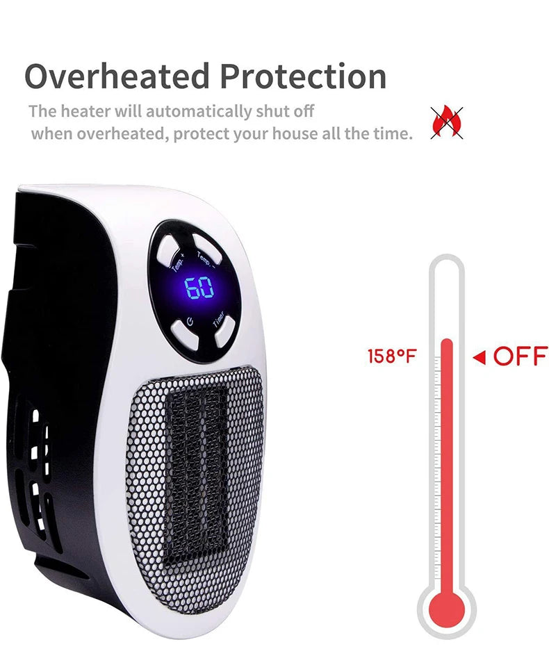 Portable Heater Electric Heater Plug in Wall Room Heater Home Appliance Heating Stove Mini Radiator Remote Hand Warmer Machine