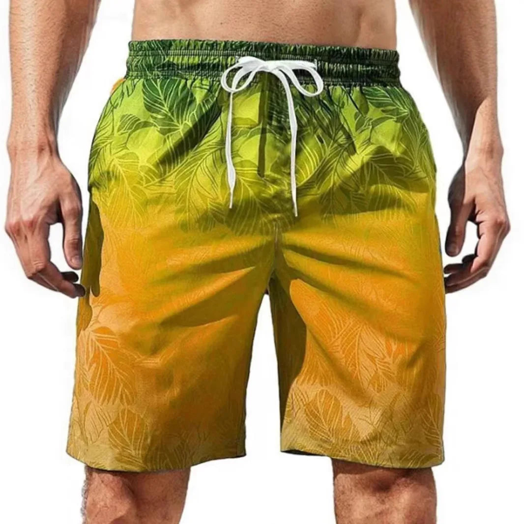2024 Summer Hawaiian Beach Shorts Holiday Casual Colorful Plaid Print Sportswear Quick Drying Trunks Ice Shorts Hawaii Swimsuit