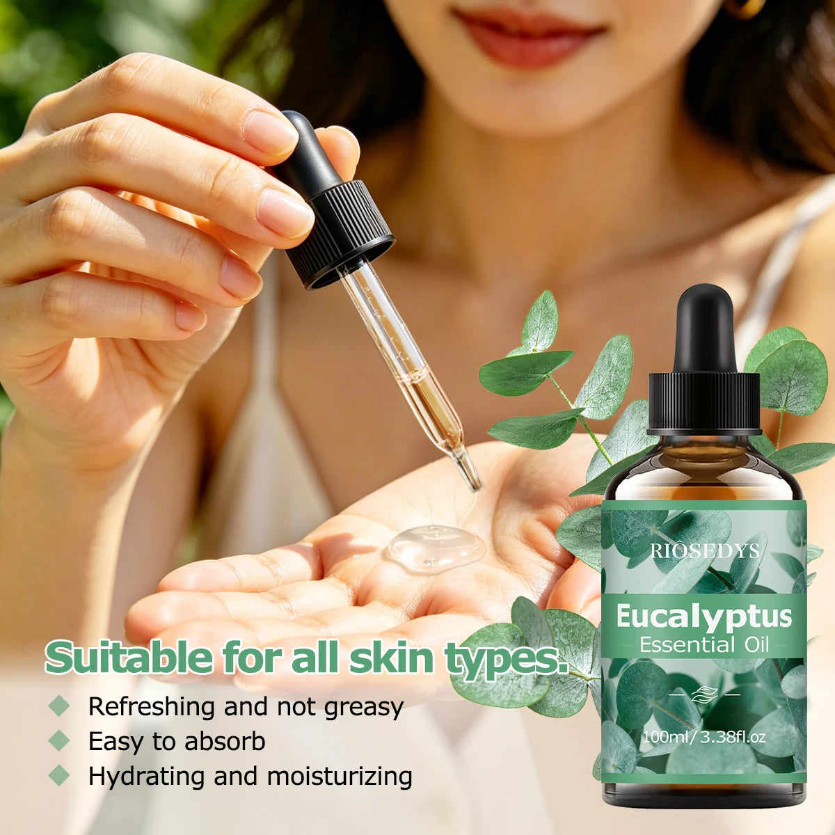 EUCALYPTUS ESSENTIAL OIL is moisturizing and nourishing massage oil suitable for skincare, fragrance, massage,  all skin types.