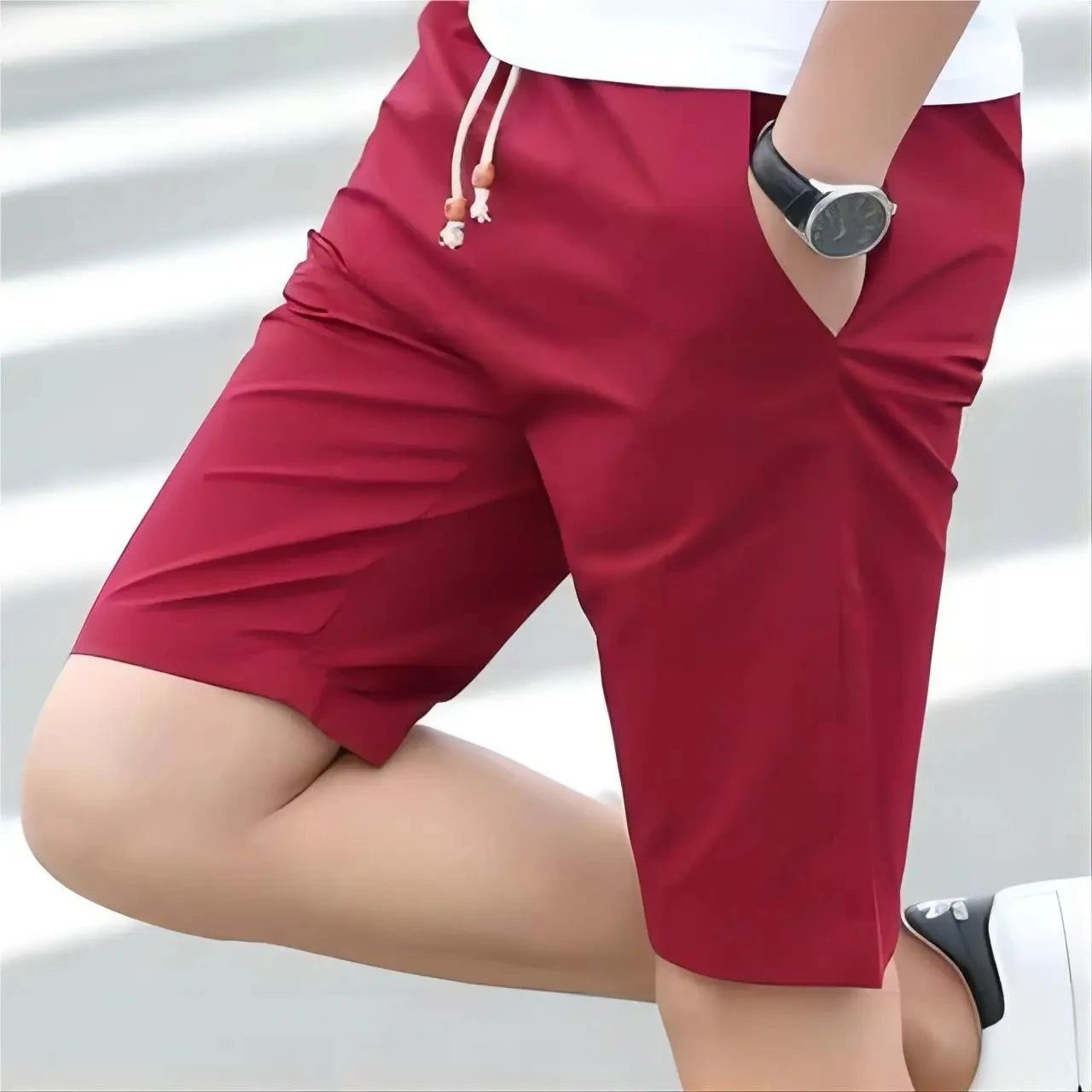 2025 NEW Cotton shorts for men in summer, thin fit, slim fit, casual, sporty, five inch mid length, youth elastic band shorts