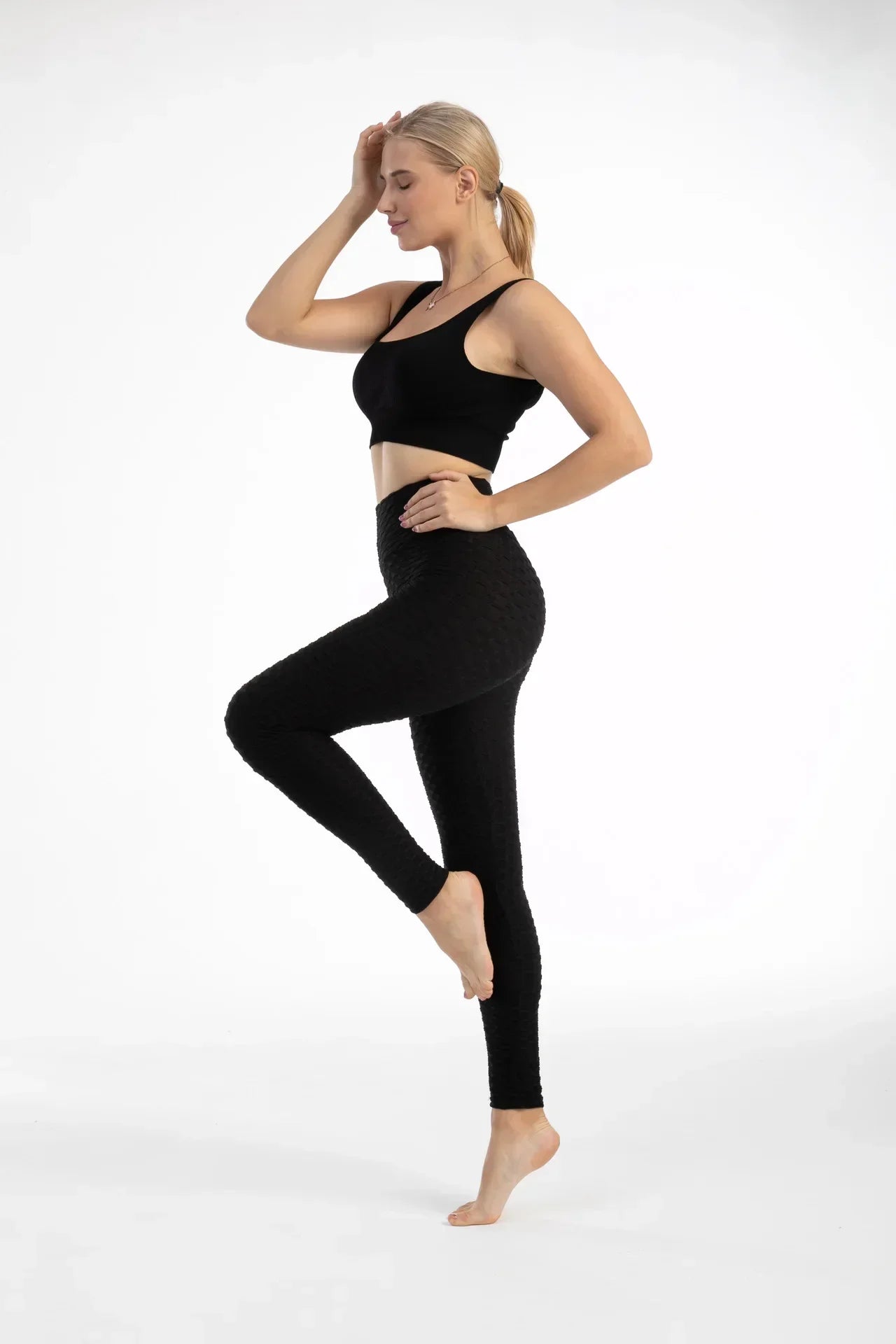 Women High Waist Bubble Leggings Seamless Yoga Leggings High Elastic Hip Liftting Gym Trainning Running Slim Fashion Pants