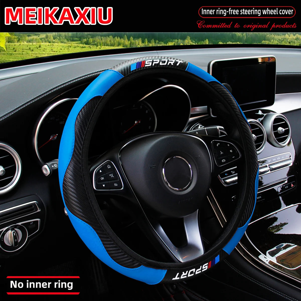 All-Season SPORT Carbon Fiber Steering Wheel Cover (without inner ring) is suitable for 37-38cm automotive interior accessories.