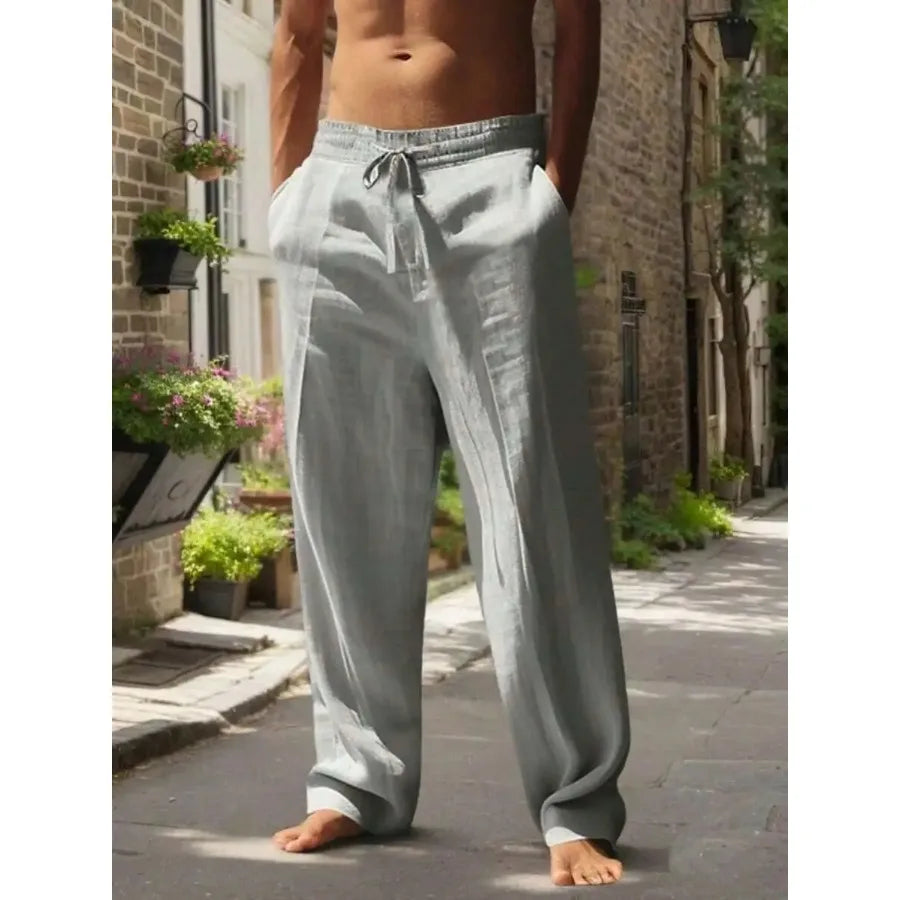 Men's Linen Wide Leg Casual Pants Are Loose Fitting, Breathable And Comfortable, Suitable For All Seasons And Versatile