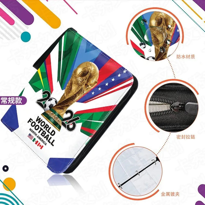 400/900pcs World Cup Football Star Card Album Book Folder 4/9 TCG Card Slots Collections Zipper Card Binder Holder