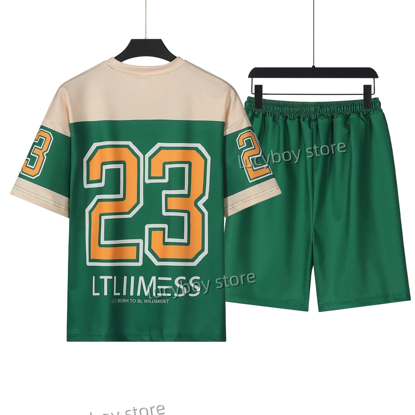 Men Number 23 Printed Set 2 Piece Set Men T-Shirt Shorts Pants Suit Tracksuit  Vintage Outfit Sportswear Male Clothing