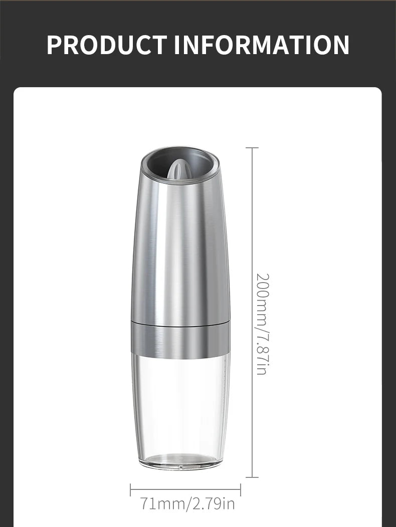 Electric Automatic Salt and Pepper Grinder Set Gravity-sensing Grindering Set Spice Mill Adjustable Spices Grinder Kitchen Tools