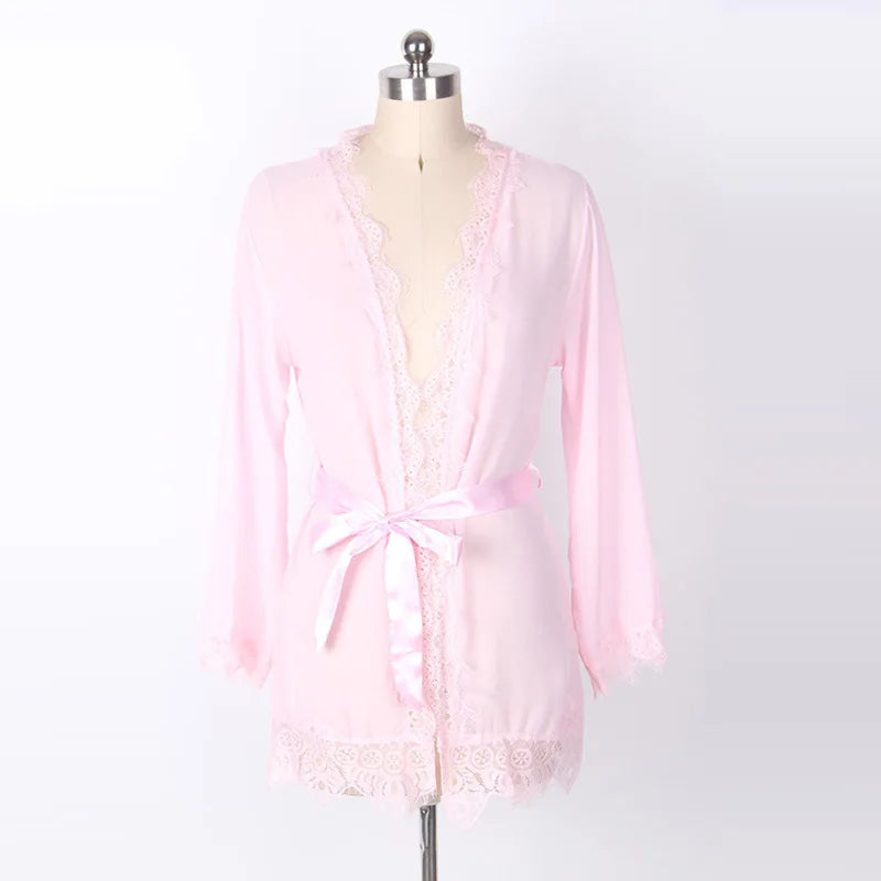 Sexy Women Lingerie Lace Ruffles Pajamas Robe See-through Babydolls Underwear Sleepwear Night Dress Erotic Costumes Sex Clothes