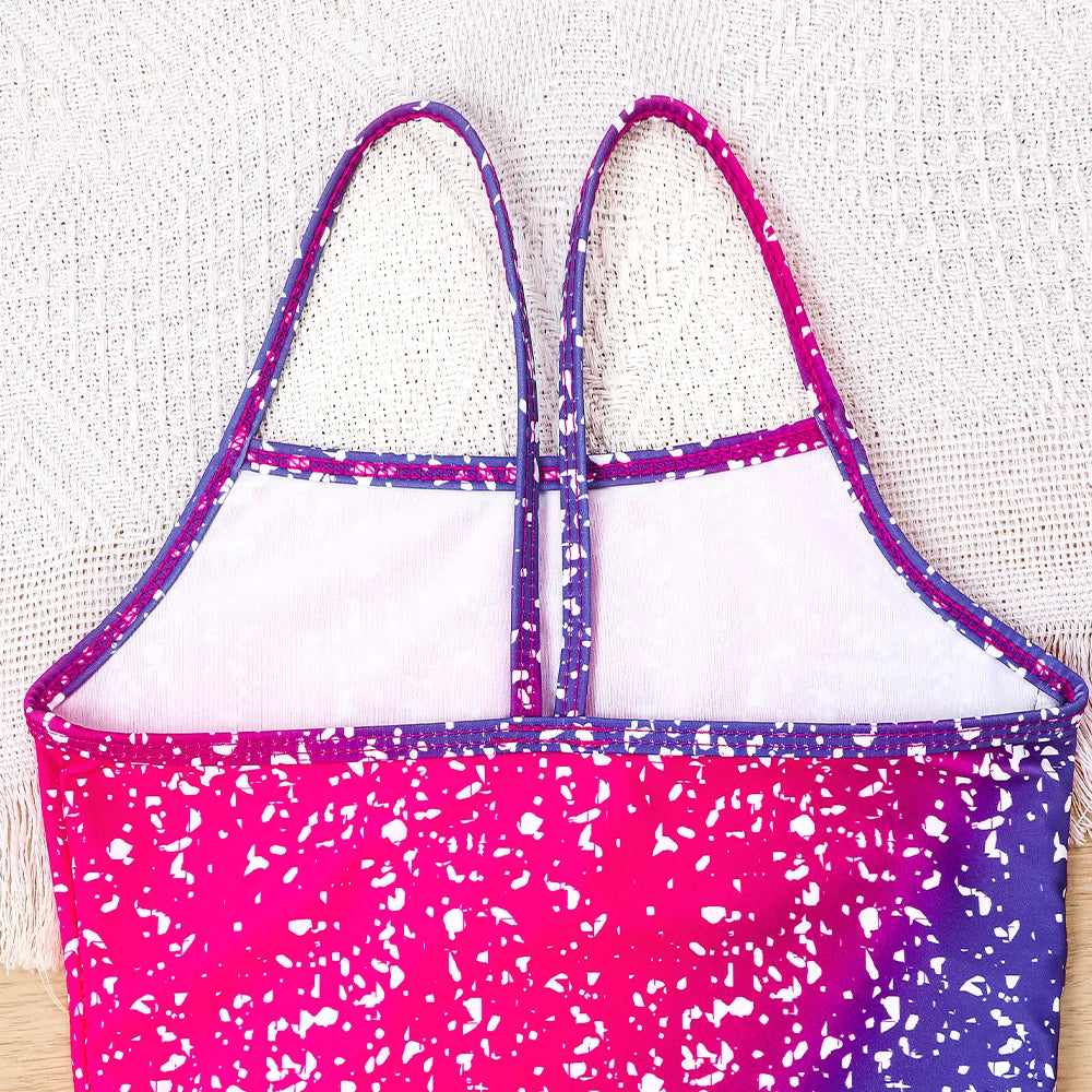 Girls Swimsuit Sport Halter Swimwear Cute Little Kids Sparkle Swimming Costume Quick Dry Beach Bathing Suit