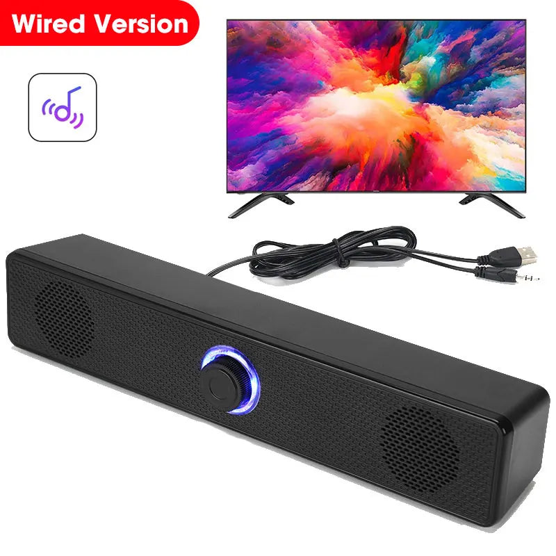 HOMEFISH  BT5.0 Soundbar Speaker Wired Wireless Dual Mode 9D Surround Stereo Bass Anti-Interference for PC TV Phone Gaming