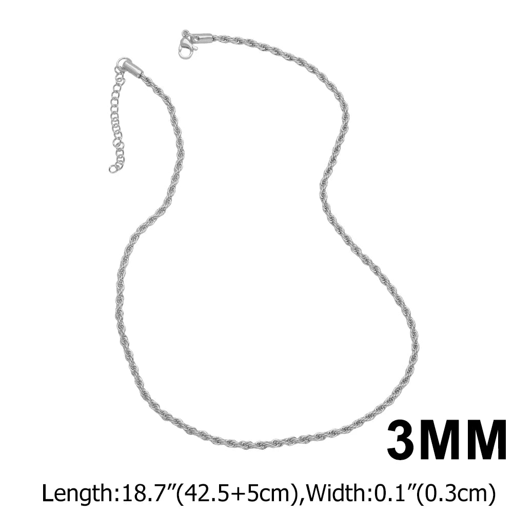 OCESRIO Trendy Gold Color 3/4/5/6mm Twisted Rope Chain Copper Gold Plated Handmade Necklace Chain Jewelry Making Supplies nker31