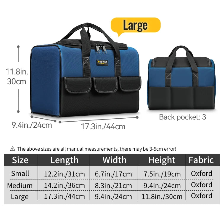 Heavy Duty Wide Mouth Tool Bag with Pockets, Organizer for Men's Tool Storage and Transport