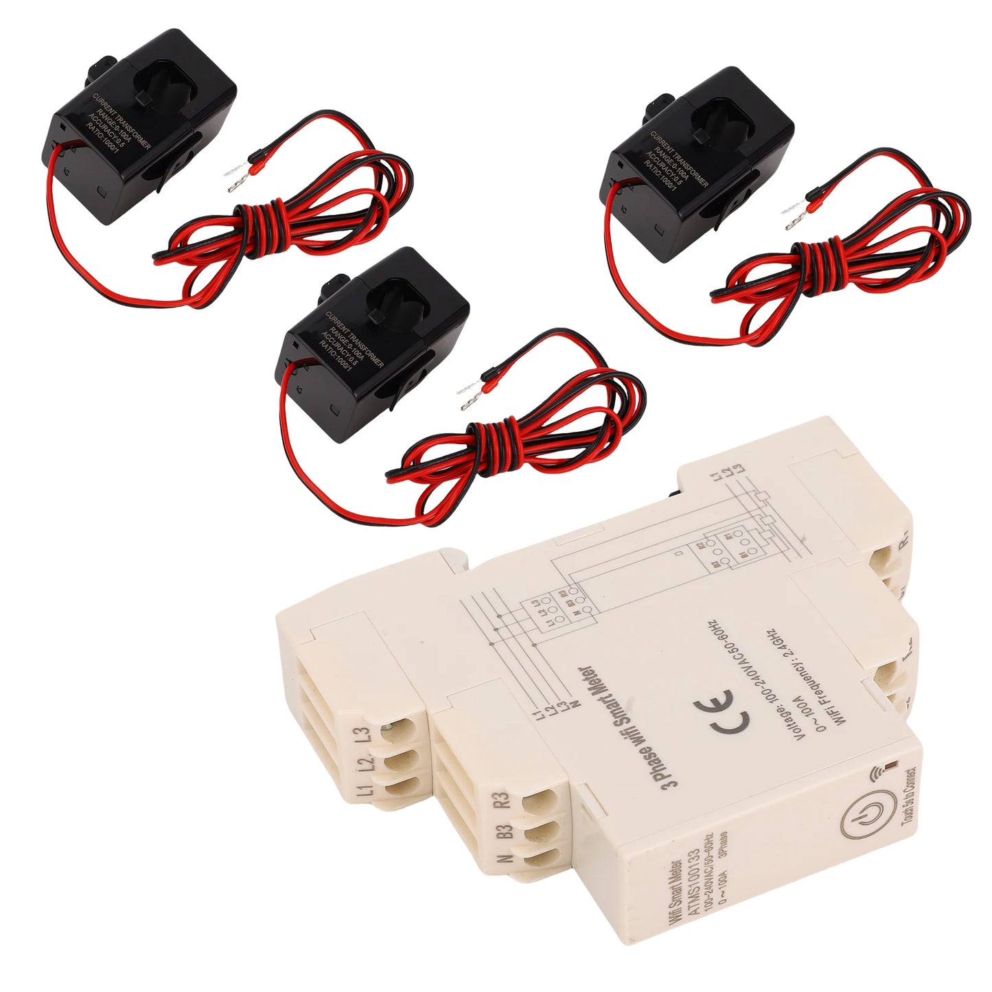 Smart Energy Meter 3 Phase Remote Control Smart Electricity Meter APP Monitoring Real Time Data with 3 Current Sensors for Home