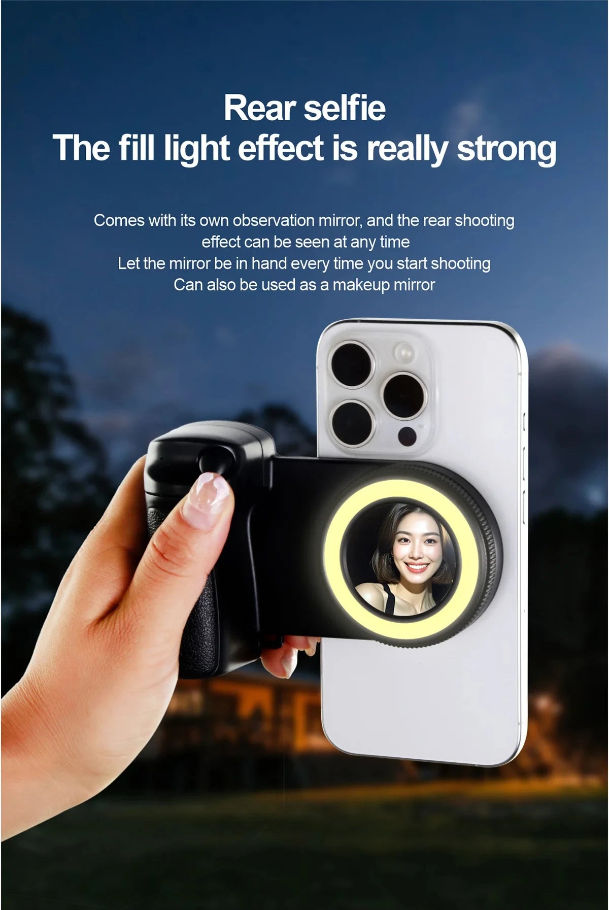 MagSafe Smartphone Handle Grip with Detachable Bluetooth Remote with Fill Light Anti-shake Selfie Handle for Iphone Android