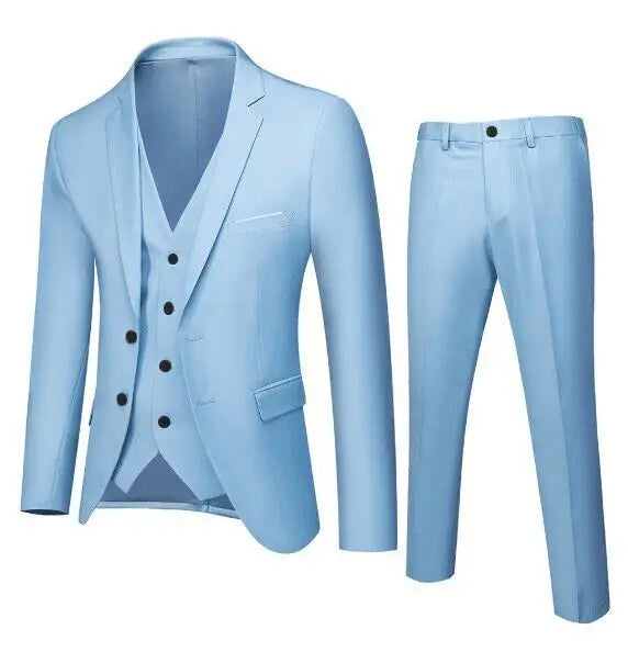 Men Three Piece Suit Sets Full Sleeve Blazers Long Pants Turn Down Collar Slim Fit Evening Wedding Formal Classic 2026 Spring