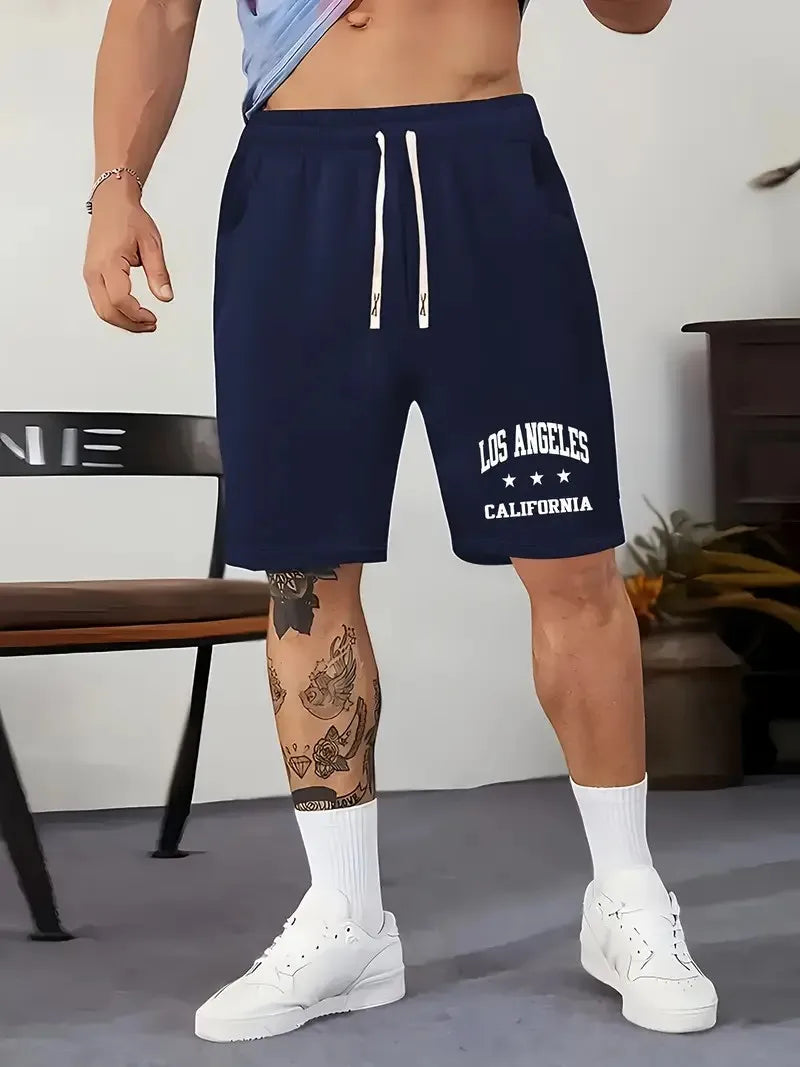 The new men's shorts for summer 2025 are casual sporty soft comfortable and breathable with 3D letter pattern printing