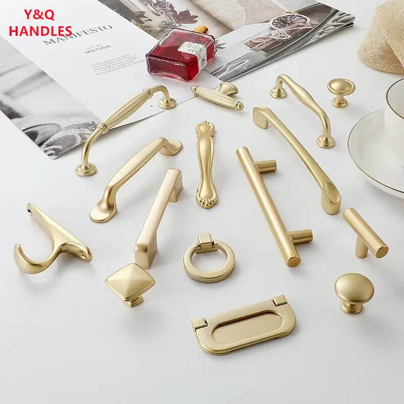 Handles Drawer Cabinet Furniture Kitchen Handles for Cabinet Knob Door Drawer Furniture Kitchen Knob Golden Simplicity Hardware