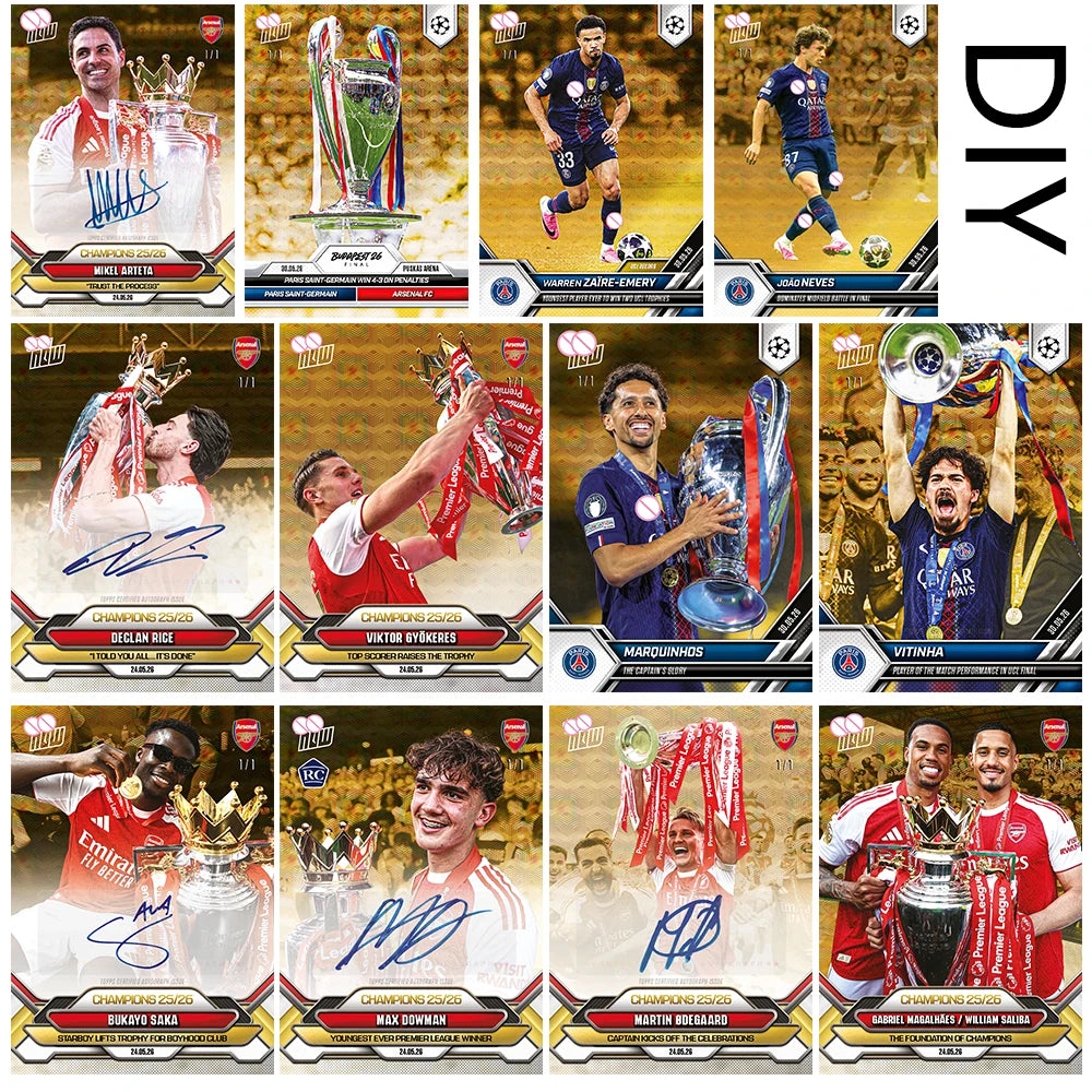 Soccor DIY Homemade Mikel Arteta Max Dowman Declan Rice Martin Odegaard Laser Color Flash Collectible Cards Holiday Gift
