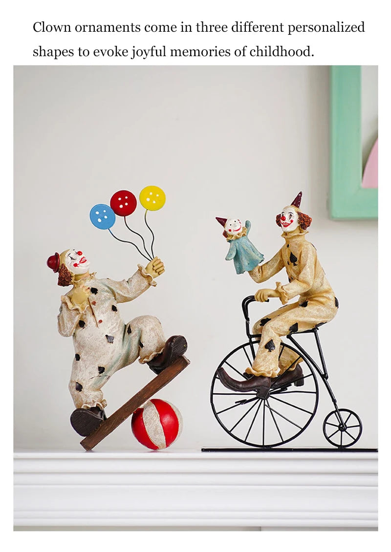 Decorative Sculptures For Home Modern Resin Statues And Figurines Living Room Decoration Desktop Table Circus Clown Ornaments