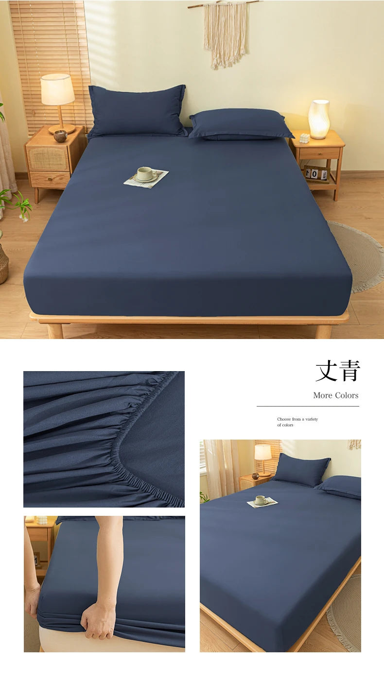 1pc Skin-friendly Bed Cover with Elastic Band Solid Color Brushed Bed Sheet Single/Queen/King Fitted Bedsheet(without pillowcase