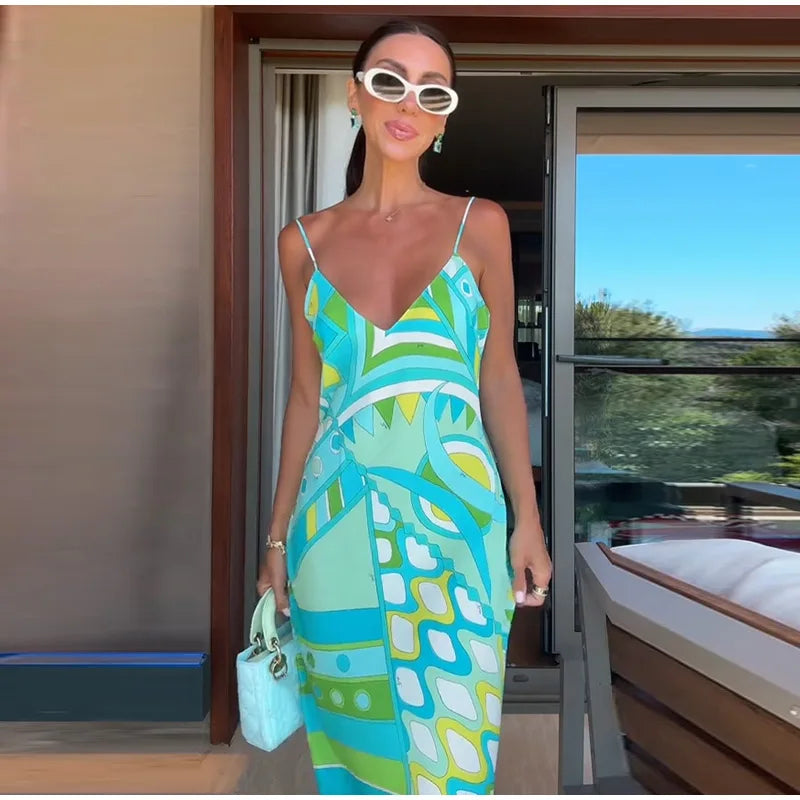 Fashion Halter Printed 3 Pieces Sets Women Lace Up Sleeveless Backless Tops Mini Shorts Asymmetric Skirts 2026 Summer Lady Suits