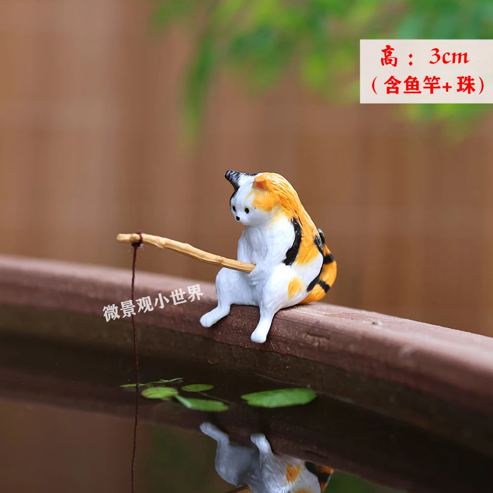 Aquarium Decoration Mini Fishing Panda Fishing Frog Fish Tank DIY Landscaping Ornaments Home Garden Pond Decorations