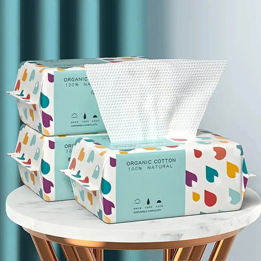 Soft Cotton Disposable Thick Face Towel - Dry Makeup Removing Cleanser Towelettes For Skin Care