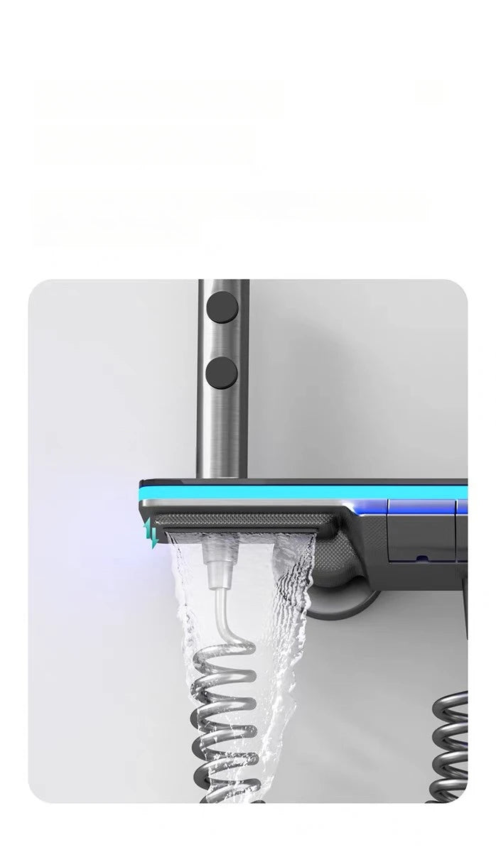 Black Shower Set Bathroom Hot and Cold Mixer Shower Mixer LED Digital Ambient Light Bathtub Wall Mounted Grey Shower System