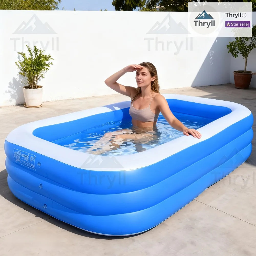 Home Use Rectangular Inflatable Pool Made of Durable PVC Ideal for Family Gatherings Summer Parties and Backyard Leisure Time