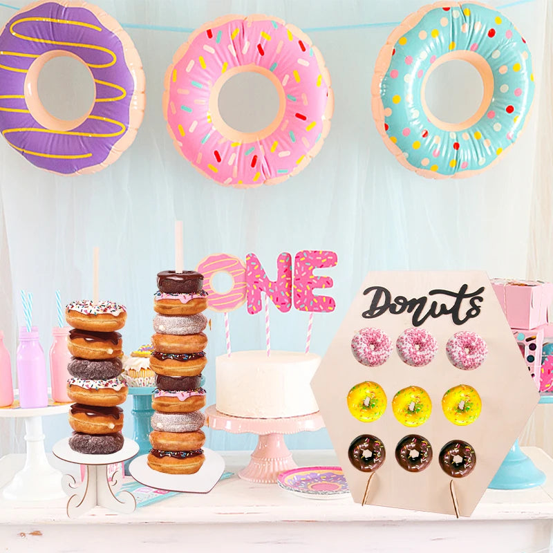 Wooden Donut Stand Wedding Decoration Wall Dessert Doughnut Table Holder Baby Shower Birthday Party Table Decor Supplies