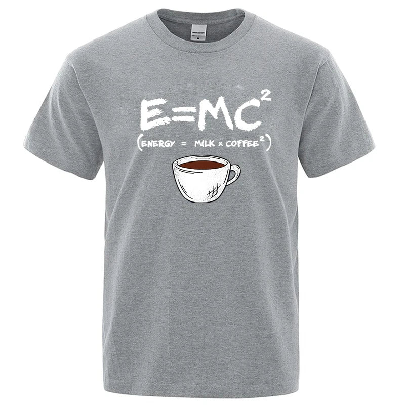 Summer Men's T-shirt 100% Cotton Casual Funny Energy=Milk+Coffee Print Men Cool Loose O-neck Tops For Men Short Sleeve Male Tees