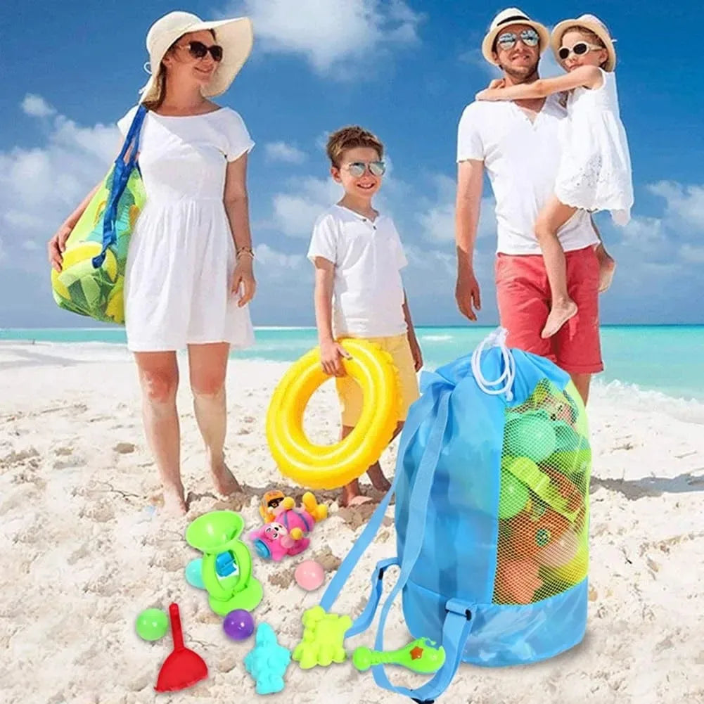 Extra-Large Sand-Resistant Drawstring Beach Backpack - Kids Pool Toys Storage Bag for Shell Collecting, Travel & Fitness