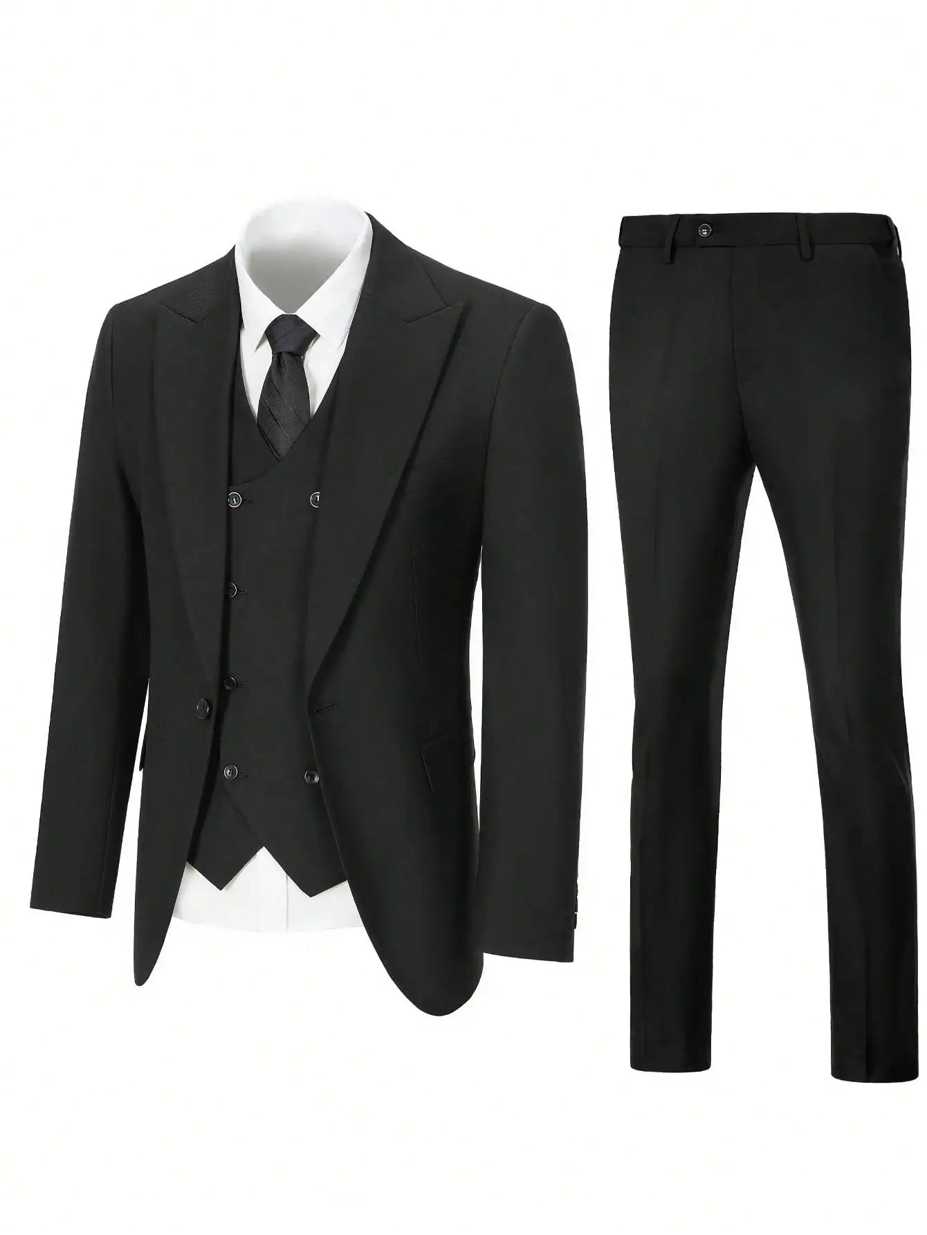 Men's Suits 3Pieces Suit Set For Men Elegant Solid Fashion Slim Fit Prom Blazer Double Breasted Vest Pants Set Business