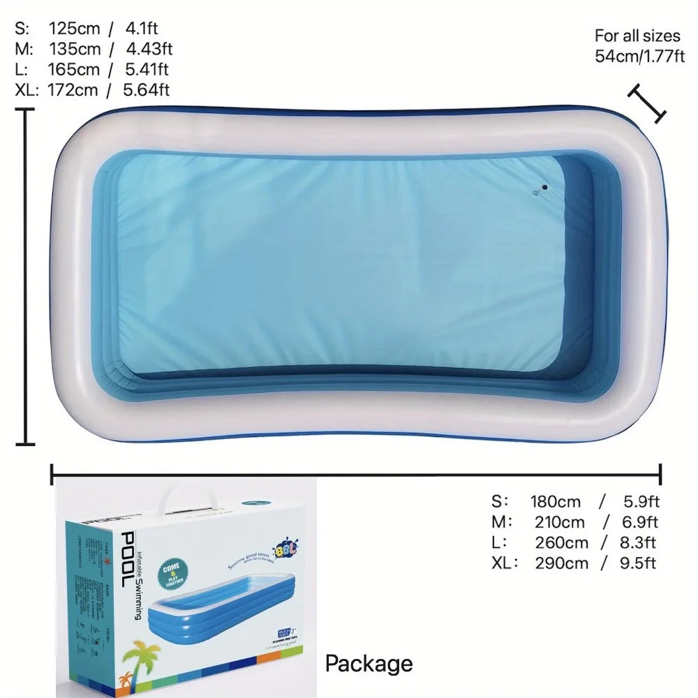 Home Use Rectangular Inflatable Pool Made of Durable PVC Ideal for Family Gatherings Summer Parties and Backyard Leisure Time