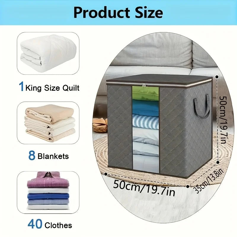 4 Extra Large 26.42-Gallon Bedding and Pillow Storage Bags with Breathable Foldable Fabric, Reinforced Handles