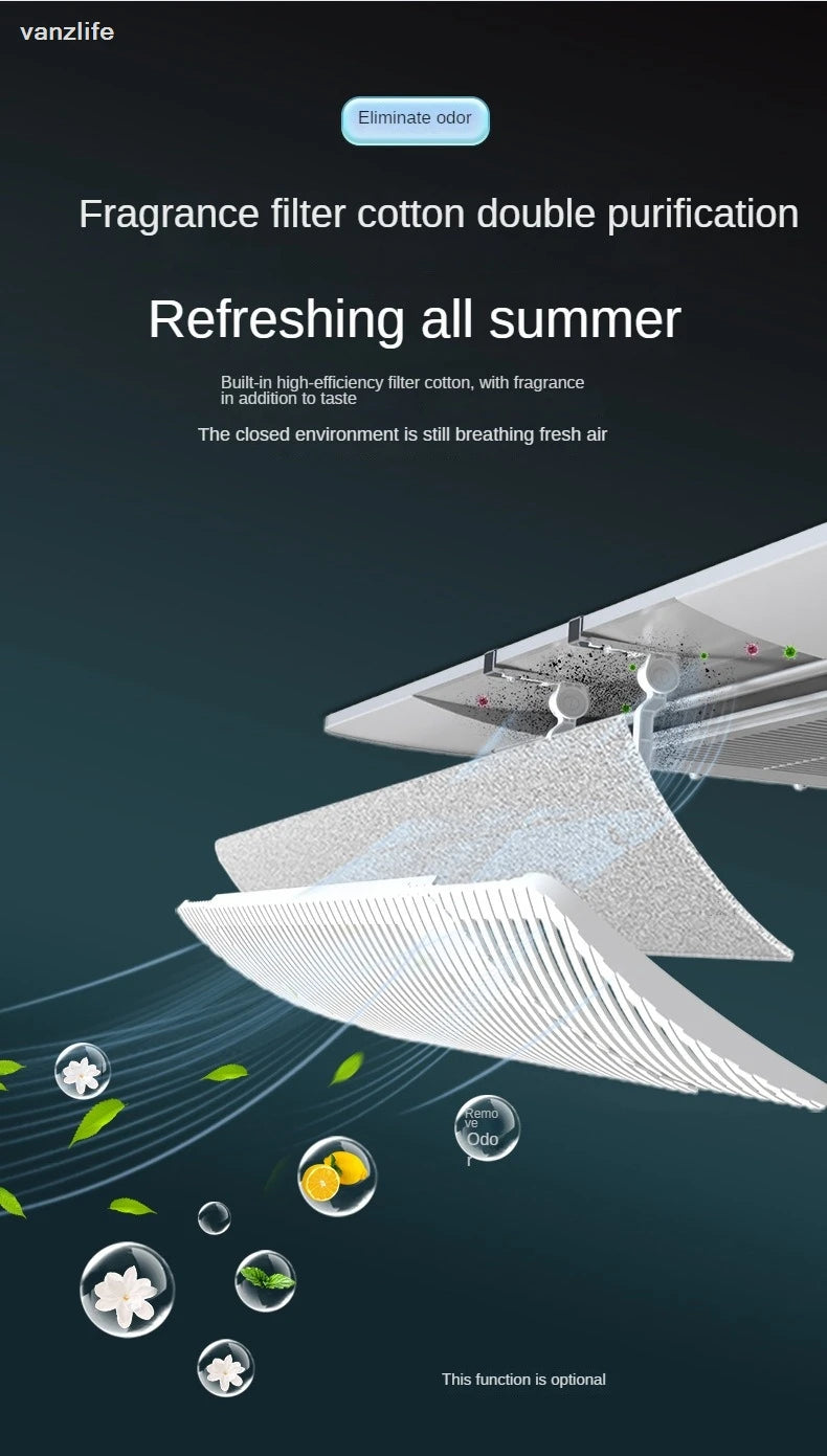 Central Air Conditioner Windshield Air Guider Ceiling Suspended AC Outlet Baffle Deflector Anti-Direct Blow Cassette Universal