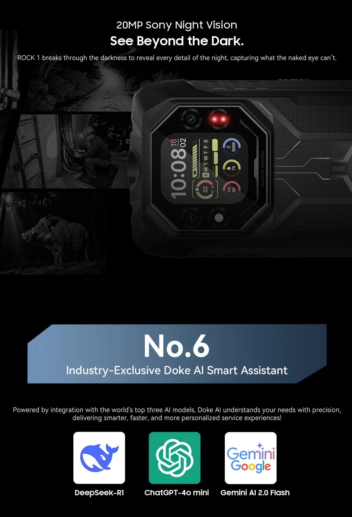 Blackview ROCK 1 AI Rugged Smartphone 6.56-inch 90Hz Display 256GB MediaTek Helio G81 Android 16 NFC Torch 15000mAh Cellphone