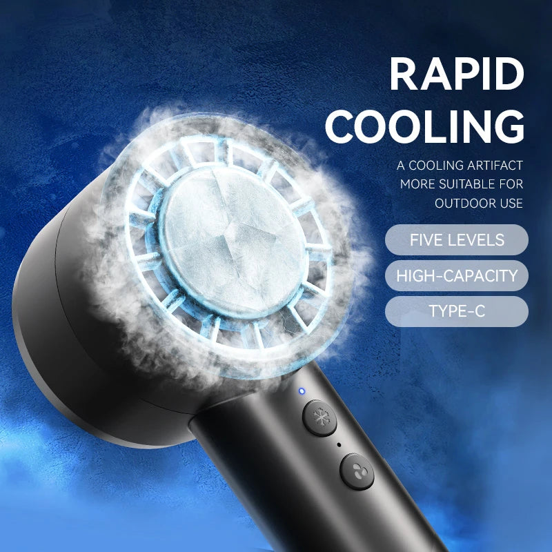 Small Fan Refrigeration Air Conditioner Portable Silent High-speed Led Display High Wind Power USB Charging Fan Handheld