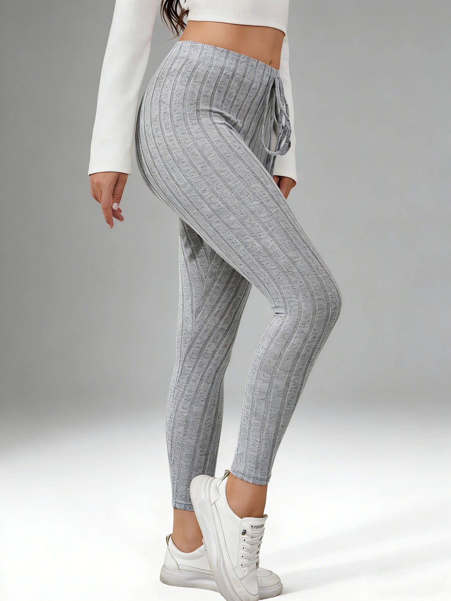 Women's spring Casual Every Day Stretchy Leggings Solid Color Sports pants with Elastic Waist Comfortable Stylish Casual Wear