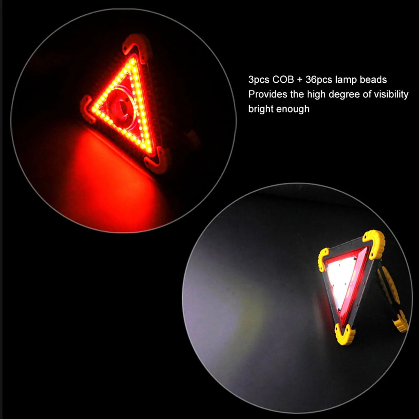 30W Multifunction Car Breakdown Emergency Safety Triangle Stop Sign with Red LED Warning Light LED Triangle Light Car Stop Sign
