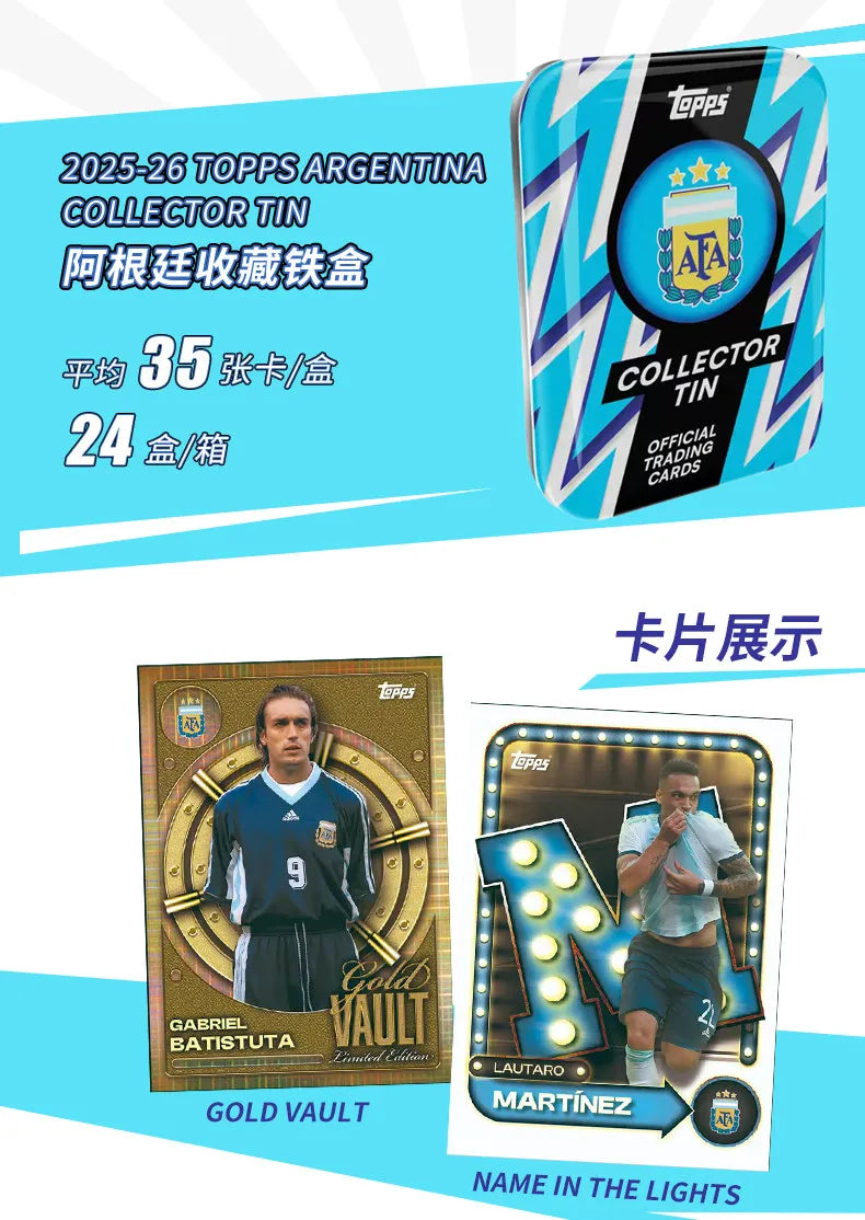 25-26 Topps Argentina Collector Argentina National Football Team Sports Trading Card Collection Cards Boys Designer Toys Gift