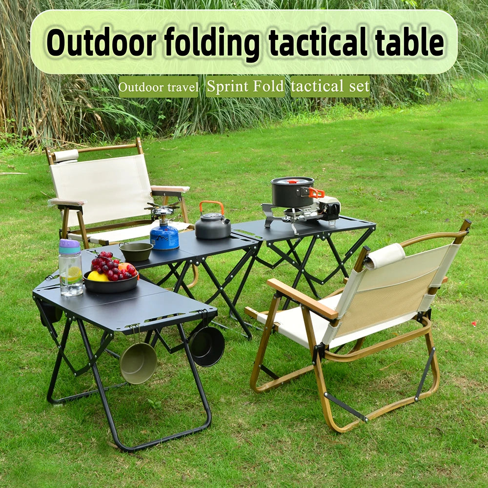 Portable  Picnic Table Beach Tables camping Table for Sand Foldable Edge With Hollowing Hangable items More Convenient