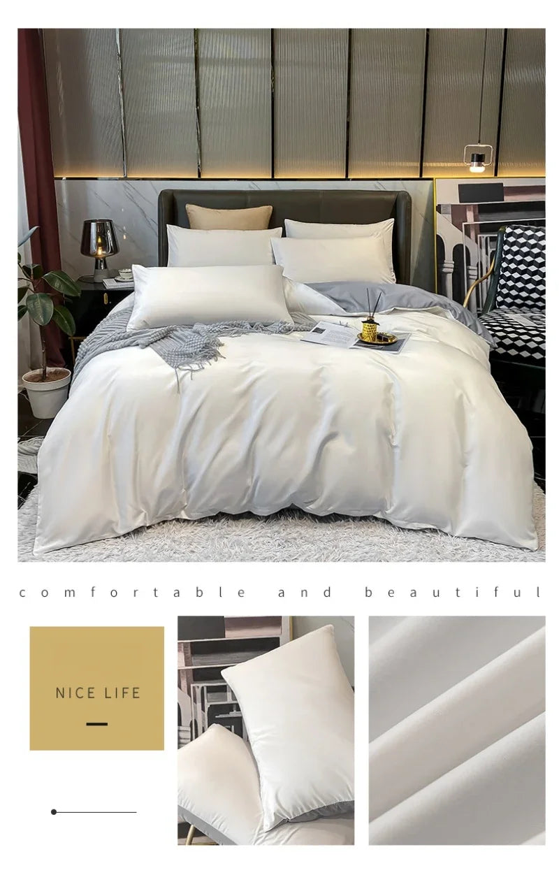 Nordic 100% Cotton Bedding Set with Sheet Duvet Cover Pillowcases Single Couple Bedsheet King Queen Double Twin Size Bed Linen